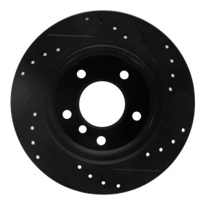 BMW Z4 Brake Rotor (1) - Rear Left - R1 Concepts - Drilled & Slotted - Black - `03-`06